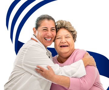 Two people embracing, representing support and care.